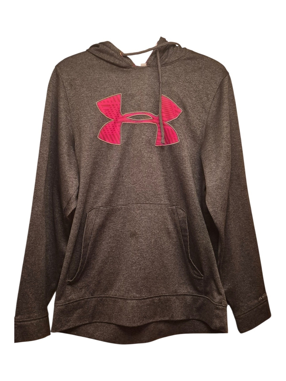 Under Armour Men’s Charcoal Crewneck Hoodie with Red Logo, Small/P